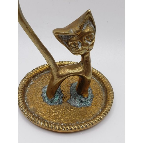 Silver Plated Cat‎ Ring Holder Jewelry Trinket Dish Floral Ornate Feline Animal - Picture 7 of 7